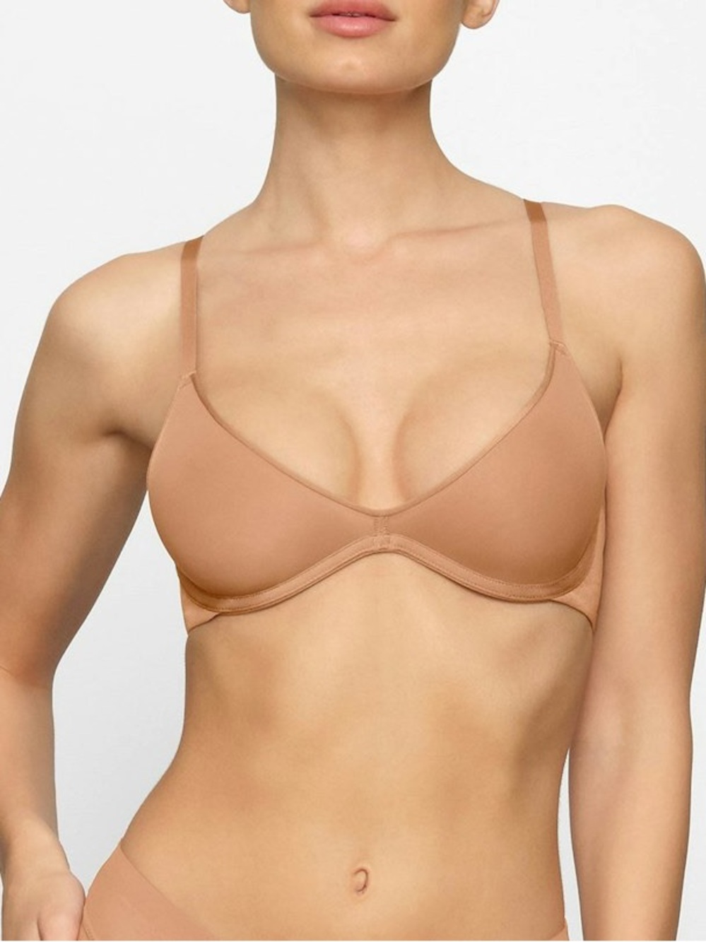 SKIMS Women's Scoop Bras Set of Four 32B in Cream, Black, Orange, and Brown Mesh